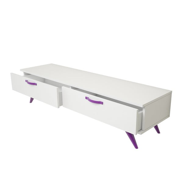 Biała szafka pod TV z fioletowymi nogami Magenta Home Coulour Series, szer. 150 cm