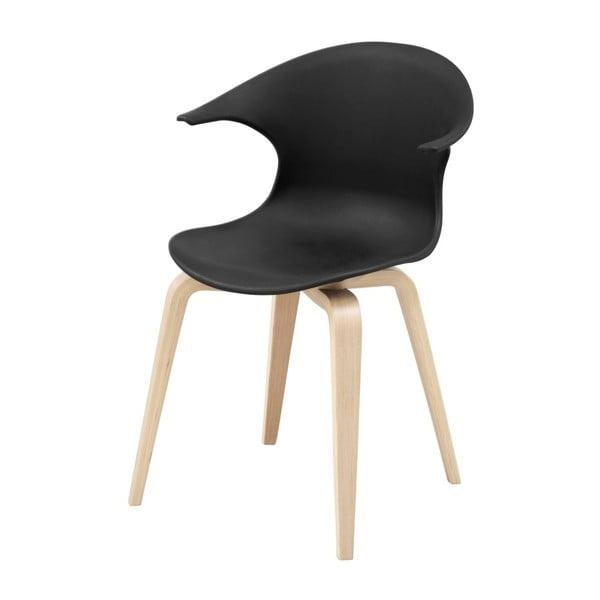 Czarne krzesło z nogami z jasnego drewna Aemely