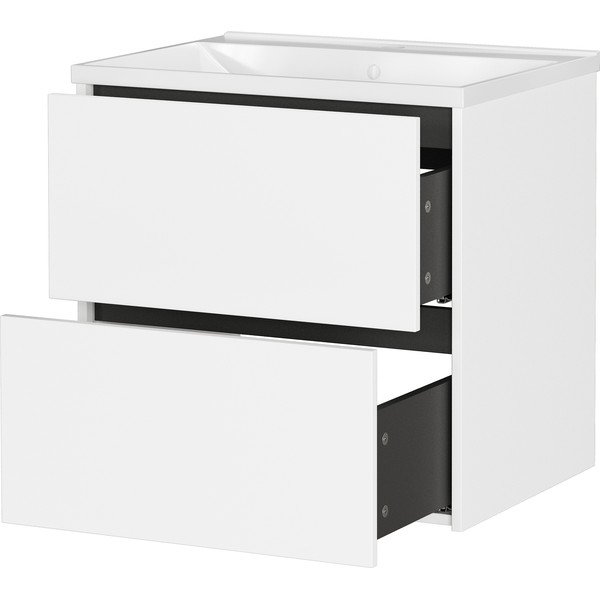 Biała wisząca szafka pod umywalkę z matowym wykończeniem 61x61 cm Bodera – Germania-image-3