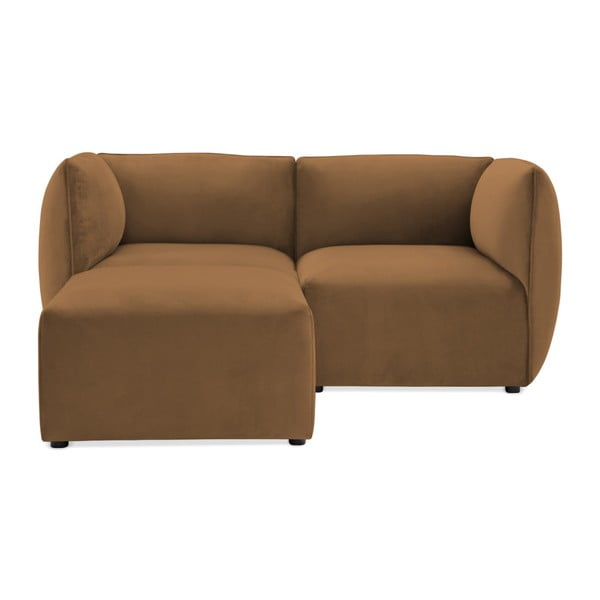 Brązowa 2-osobowa sofa modułowa z podnóżkiem Vivonita Velvet Cube
