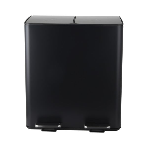 Stalowy kosz na śmieci 2x20 l do segregacji odpadów/z pedałem w kolorze matowej czerni   Aliya – Spirella-image-3