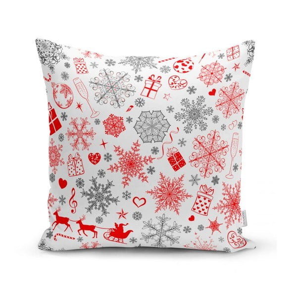 Zestaw 4 świątecznych poszewek na poduszki i bieżnika Minimalist Cushion Covers Snowflakes-image-3