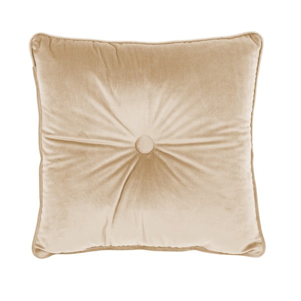 Jasnobeżowa poduszka Tiseco Home Studio Velvet Button, 45x45 cm