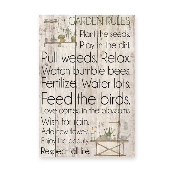 Drewniana tablica Garden Rules