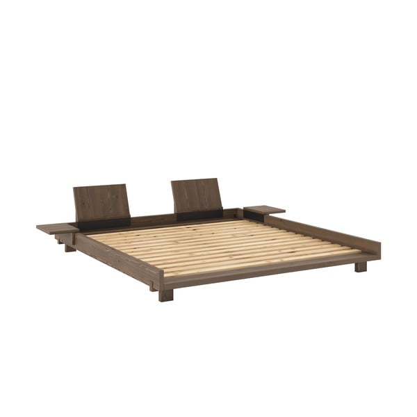 Brązowe łóżko dwuosobowe z litego drewna sosnowego ze stelażem 180x200 cm Social – Karup Design