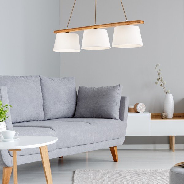 Brązowa lampa wisząca z tekstylnym kloszem ø 25 cm Aida – LAMKUR-image-3