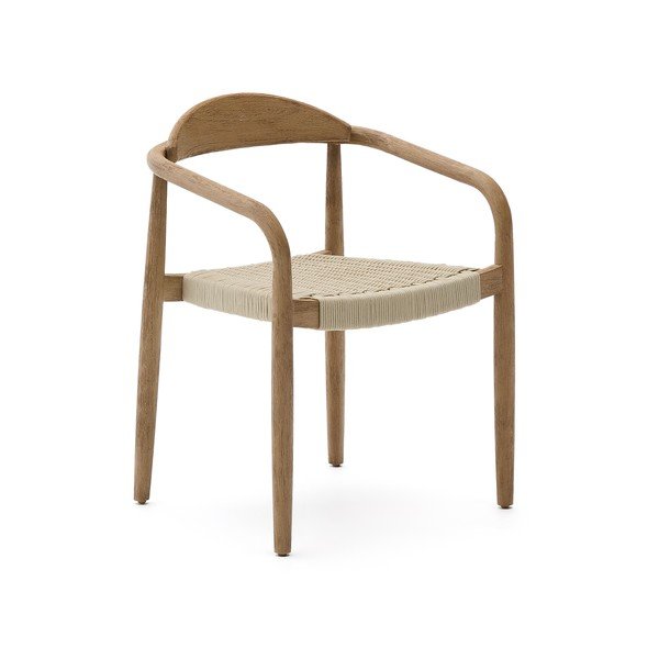 Beżowo-naturalny drewniany fotel jadalniany Nina – Kave Home