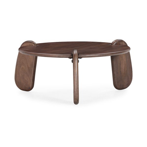 Ciemnobrązowy okrągły stolik z litego drewna mango ø 80 cm Tamira – MOME