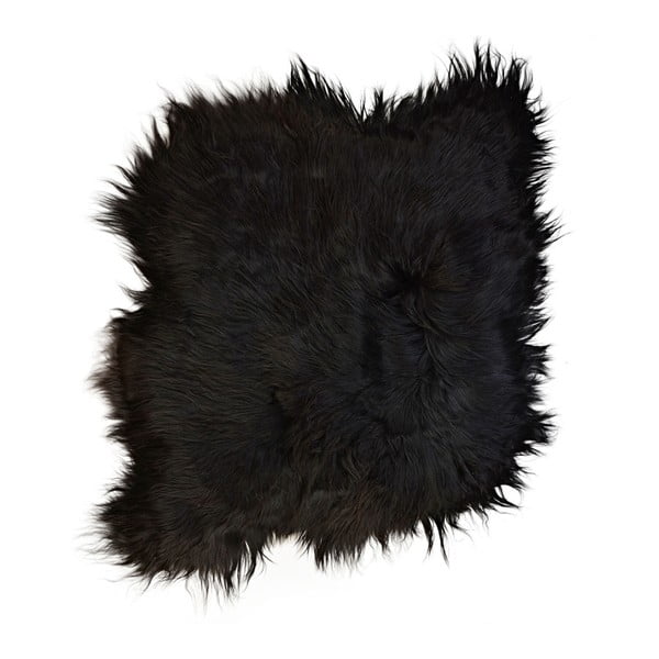 Czarny dywan futrzany z długim włosiem Becky, 105x95 cm