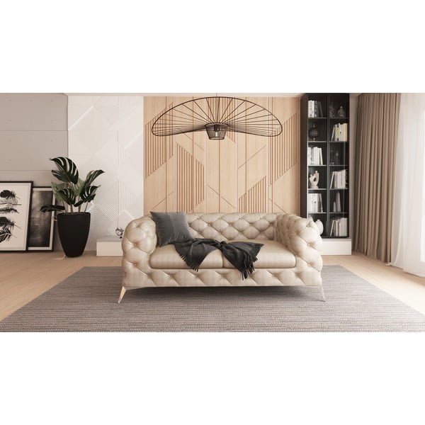 Beżowa aksamitna sofa 185 cm Chelsea – Ropez-image-1