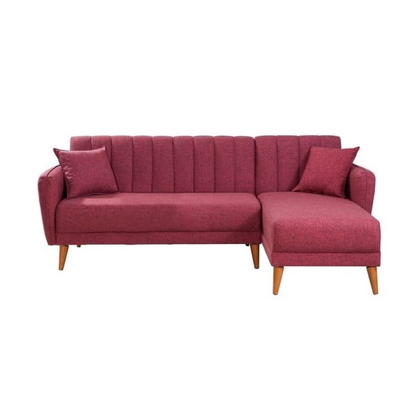 Czerwono-różowa sofa rozkładana Rosalia, prawostronny