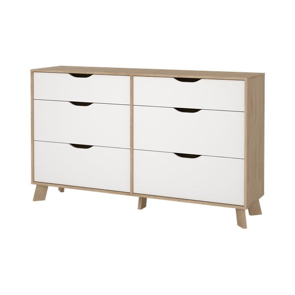 Biało-naturalna komoda w dekorze dębu 156x92x40 cm Ikast – Tvilum-image-4