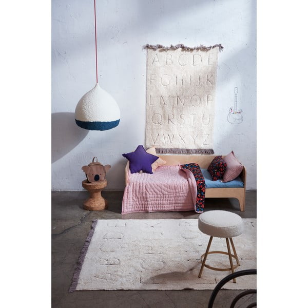 Kremowy bawełniany dywan dziecięcy tkany ręcznie odpowiedni do prania 90x130 cm ABC – Lorena Canals-image-4