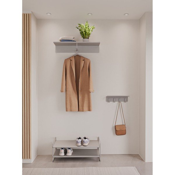 Jasnoszary stalowy wieszak ścienny z półką 11,5 cm A-Hallway – Zone-image-1