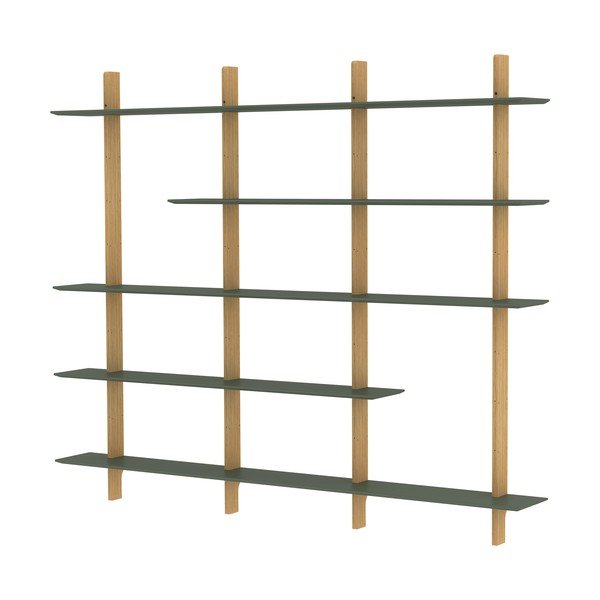 Zielony regał modułowy w dekorze dębu 224x190 cm Bridge – Tenzo-image-3