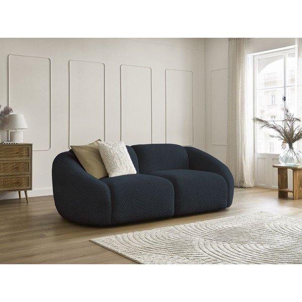 Ciemnoniebieska sofa z materiału bouclé 230 cm Tina – Bobochic Paris-image-1