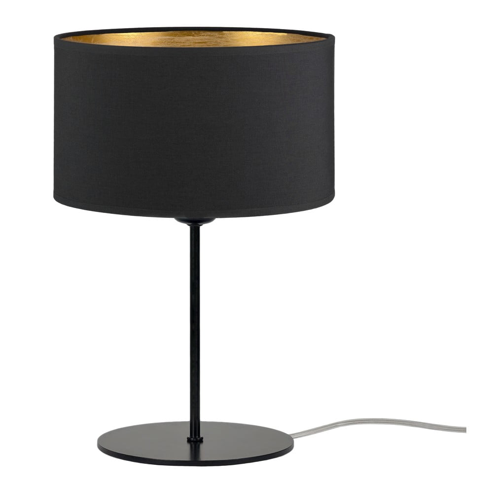 Czarna lampa stołowa z detalem w złotym kolorze Bulb Attack Tres S, ⌀ 25 cm