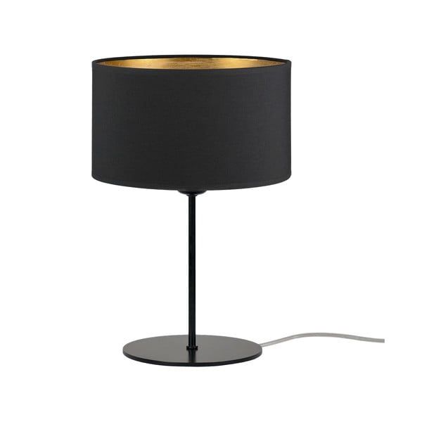 Czarna lampa stołowa z detalem w złotym kolorze Sotto Luce Tres S, ⌀ 25 cm
