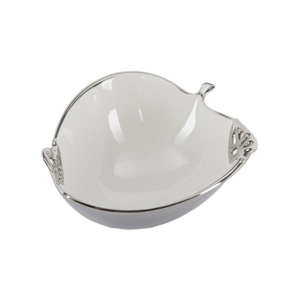 Biało-srebrna dekoracyjna misa ceramiczna Mauro Ferretti Apple-image-1