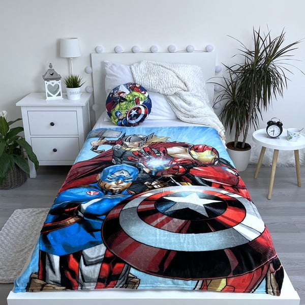 Koc dziecięcy z mikropluszu 100x150 cm Avengers Heroes – Jerry Fabrics-image-2