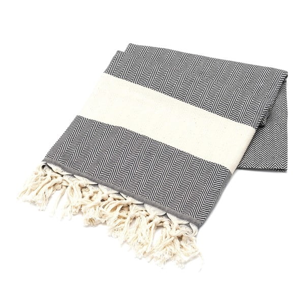 Ręcznik hammam American Stripes Black, 100x180 cm