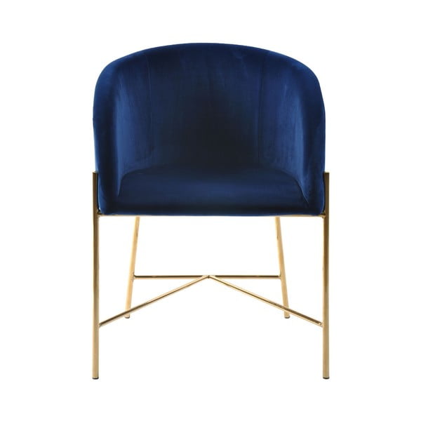 Ciemnoniebieskie krzesło z nogami w kolorze złota Interstil Nelson