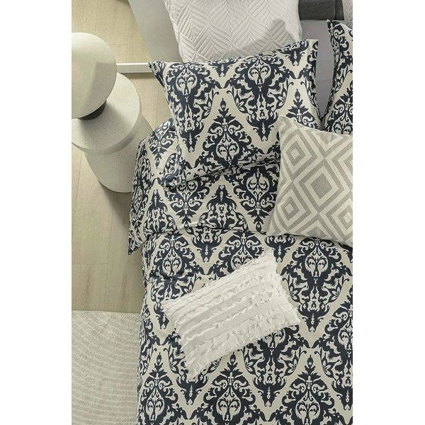 Czarno-beżowa 4-częściowa pościel dwuosobowa z bawełny renforcé z prześcieradłem 200x220 cm Damask – Mila Home-image-2