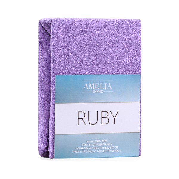 Fioletowe elastyczne prześcieradło dwuosobowe AmeliaHome Ruby Purple, 220-240x220 cm-image-2