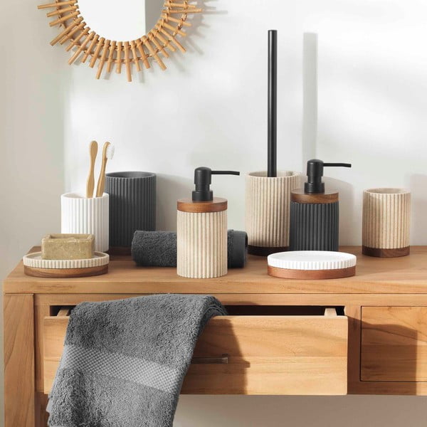 Beżowy kubek na szczoteczki do zębów z żywicy polimerowej Niagara – douceur d'intérieur-image-1