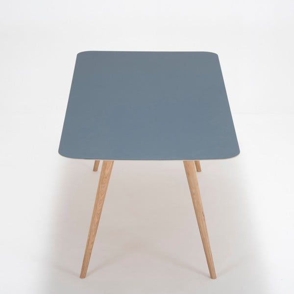 Stół z litego drewna dębowego z granatowym blatem Gazzda Linn, 200x90 cm-image-2