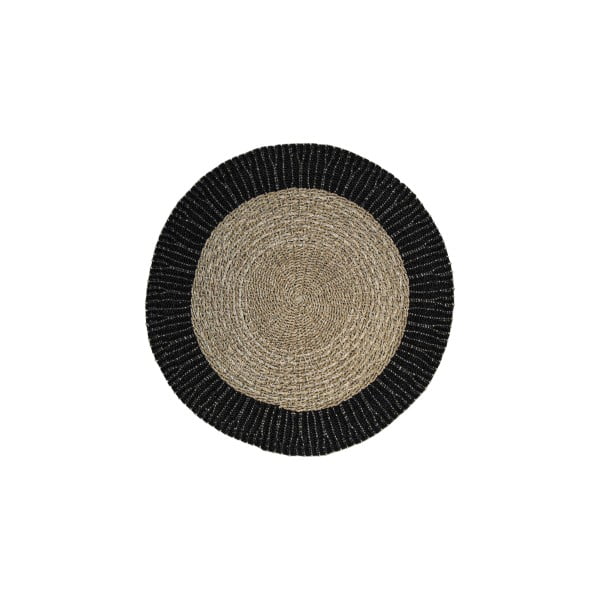 Czarno-naturalny okrągły dywan z trawy morskiej ø 120 cm Malibu – HSM collection