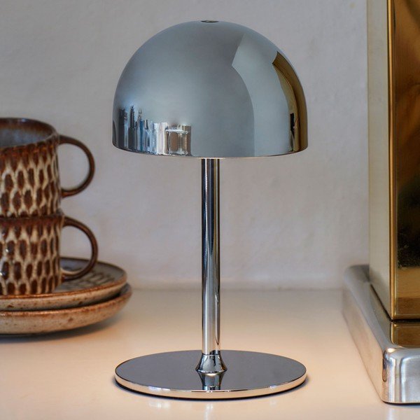 Lampa stołowa LED w kolorze srebra ze zdalnym sterowaniem i metalowym kloszem (wysokość 22 cm) Tim – Sirius-image-1