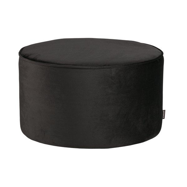 Czarny aksamitny puf WOOOD Sara, ⌀ 60 cm