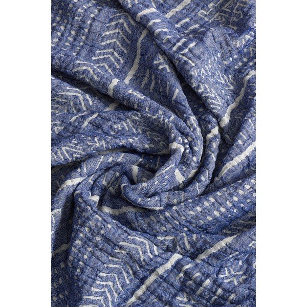 Niebieska narzuta muślinowa na łóżko dwuosobowe 220x240 cm Etno – Mijolnir-image-1