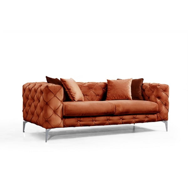 Pomarańczowa aksamitna sofa 197 cm Como – Artie