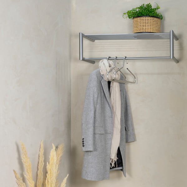 Metalowy wieszak ścienny w kolorze srebra z półką 80 cm Smooth – Spinder Design-image-3