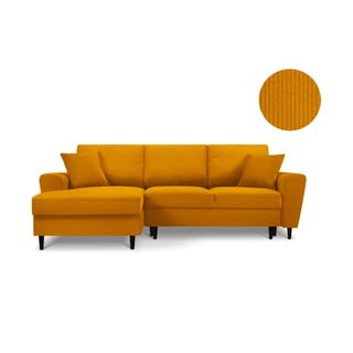 Pomarańczowy rozkładany narożnik sztruksowy Kooko Home Jazz, lewostronny