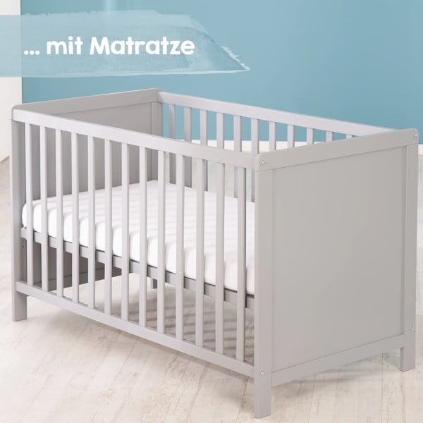 Jasnoszare łóżeczko 60x120 cm – Roba-image-1