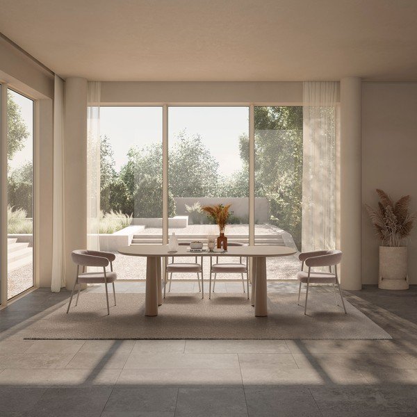 Beżowe tapicerowane fotele jadalniane zestaw z podłokietnikami 2 szt. Yuri – MOME-image-2