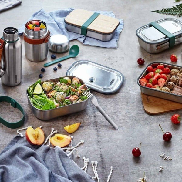 Nierdzewny pojemnik obiadowy z zielonym paskiem Black + Blum, 1000 ml-image-1