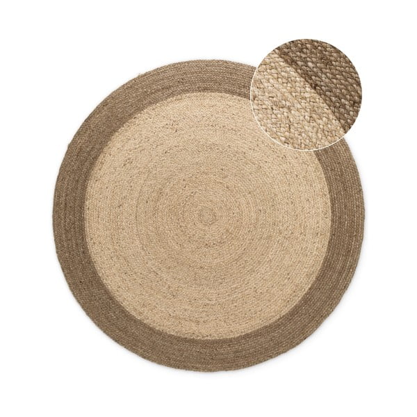 Szarobeżowy okrągły dwustronny dywan z juty tkany ręcznie ø 200 cm Jutta Greige – Hanse Home