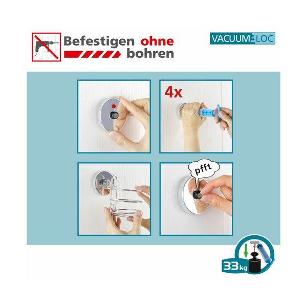 Samoprzylepny zestaw akcesoriów łazienkowych ze stali nierdzewnej w kolorze srebra z połyskiem Quadro – Wenko-image-4