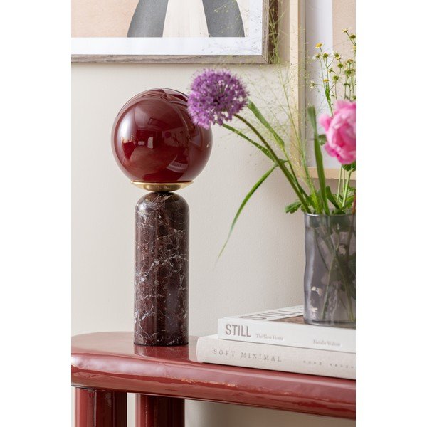 Bordowa marmurowa lampa stołowa (wysokość 38 cm) Lazio Sphere – Leitmotiv-image-2