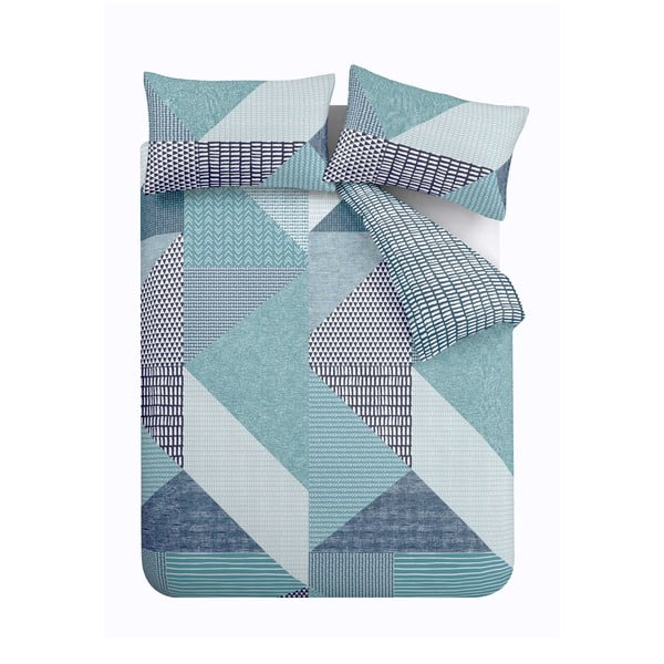 Zielononiebieska pościel jednoosobowa 135x200 cm Larsson Geo – Catherine Lansfield
