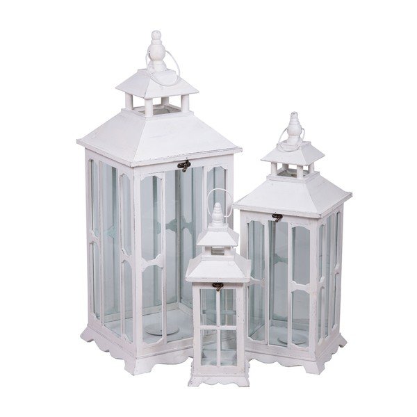 Komplet 3 białych lampionów Farole