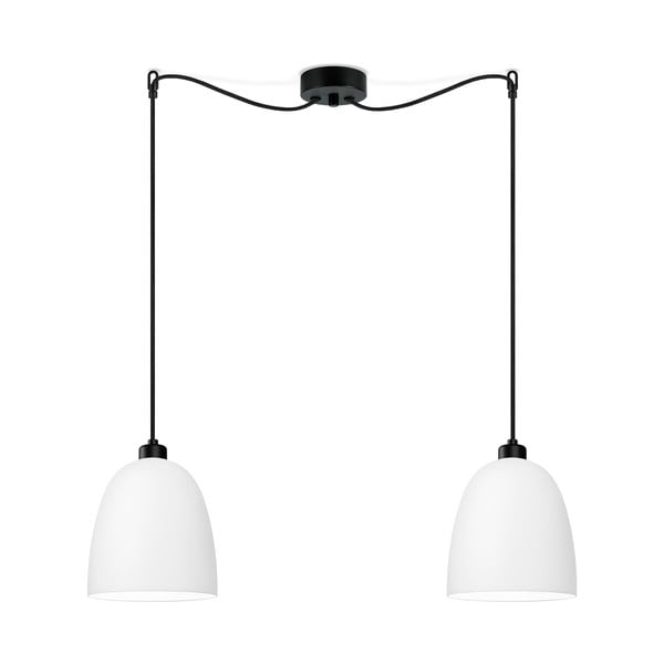 Biała podwójna lampa wisząca z czarnym kablem Sotto Luce Awa Matte