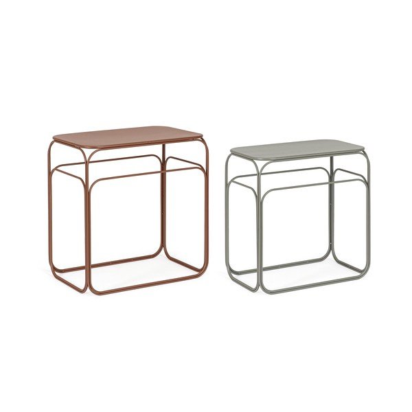 Szaro-ceglaste metalowe konsole zestaw 2 szt. 36x56 cm Clarity – Bizzotto-image-2
