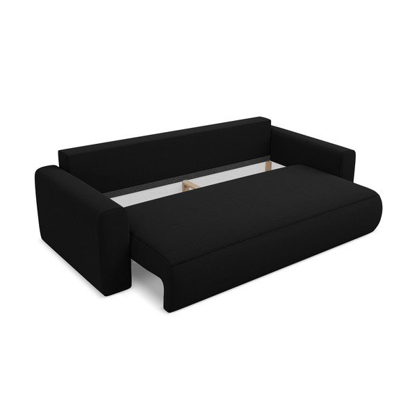 Czarna aksamitna rozkładana/ze schowkiem sofa 238 cm Kapua – Makamii-image-3