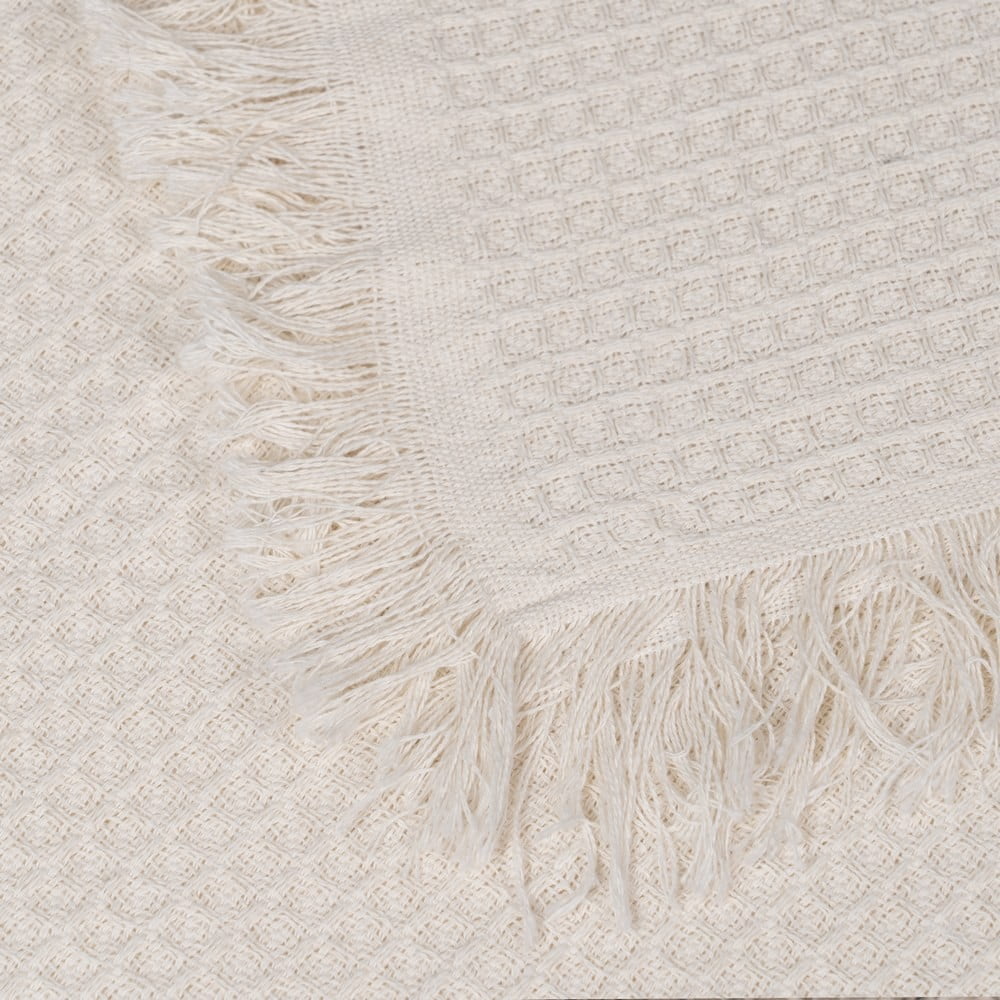 Kremowa narzuta z bawełny z recyklingu 260x280 cm Honeycomb – Ixia (zdjęcie 4)