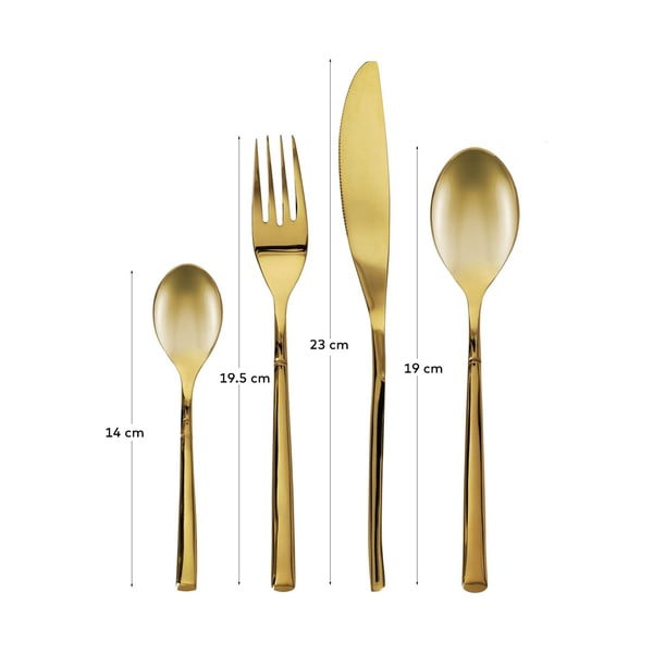 Sztućce ze stali nierdzewnej w kolorze złota 16 szt. Lite – Kave Home-image-3